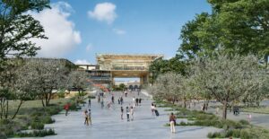 CELP 360 - 001 - VUE DEPUIS PLACE CARNOT (AVEC VEGETATION ) ©Dietmar Feichtinger Architectes - IDA+